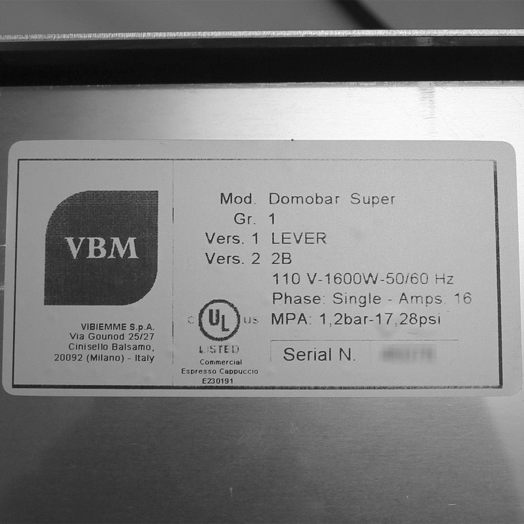 Vibiemme Double Domobar Espresso Machine - V4 - Manual – My